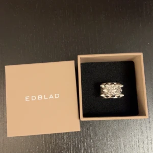 Silvrig ring med  nitar - Edblad ring med nitar. Använd få gånger.