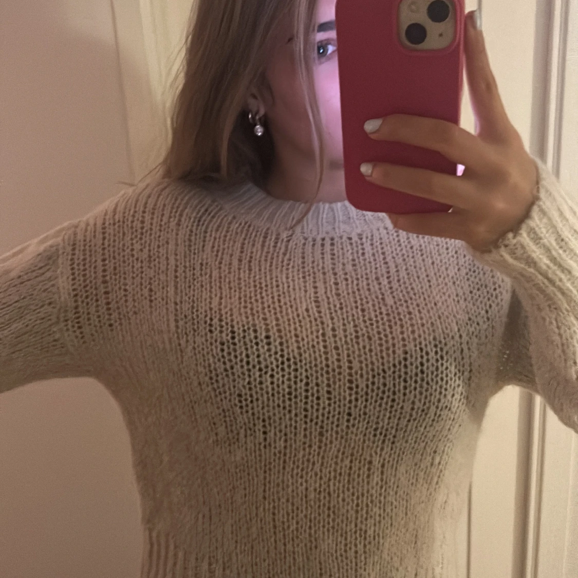 Beige stickad tröja - 1