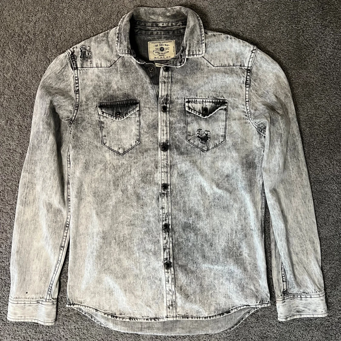 Ljusgrå Jeans Skjorta