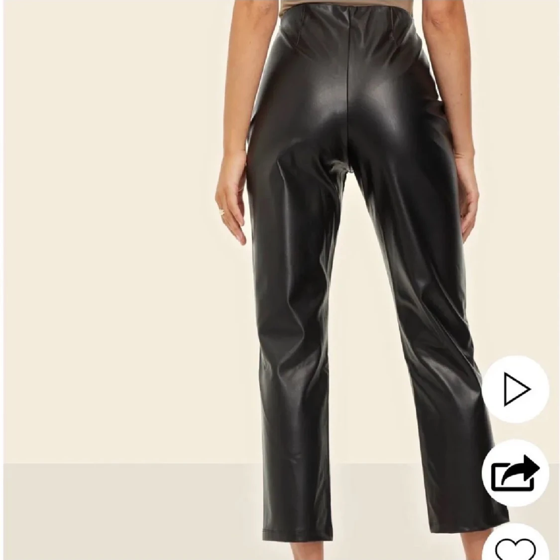 Svarta högmidjade skinnbyxor Bianca - 2