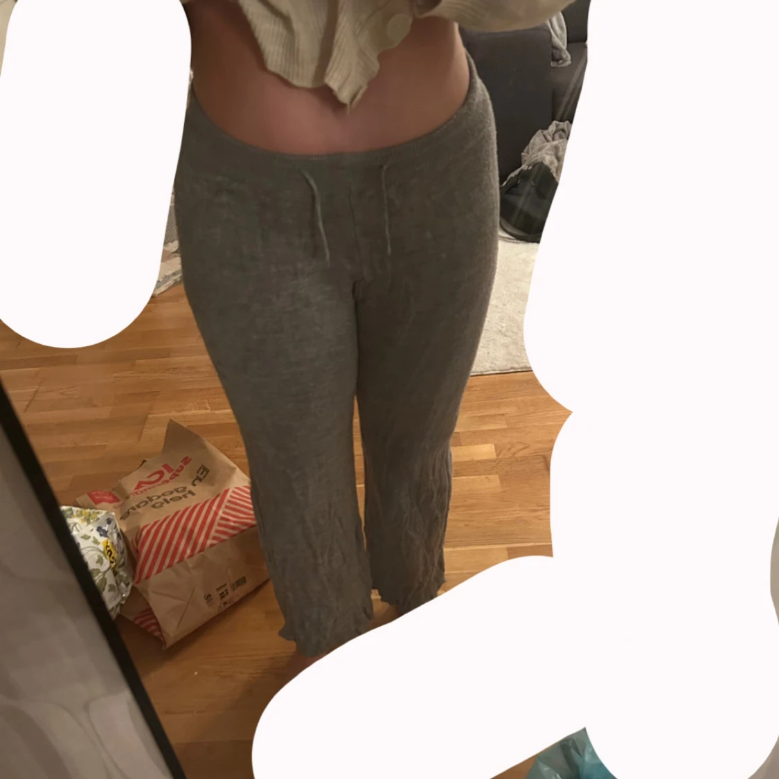 Grå vida mjukisbyxor  - 1