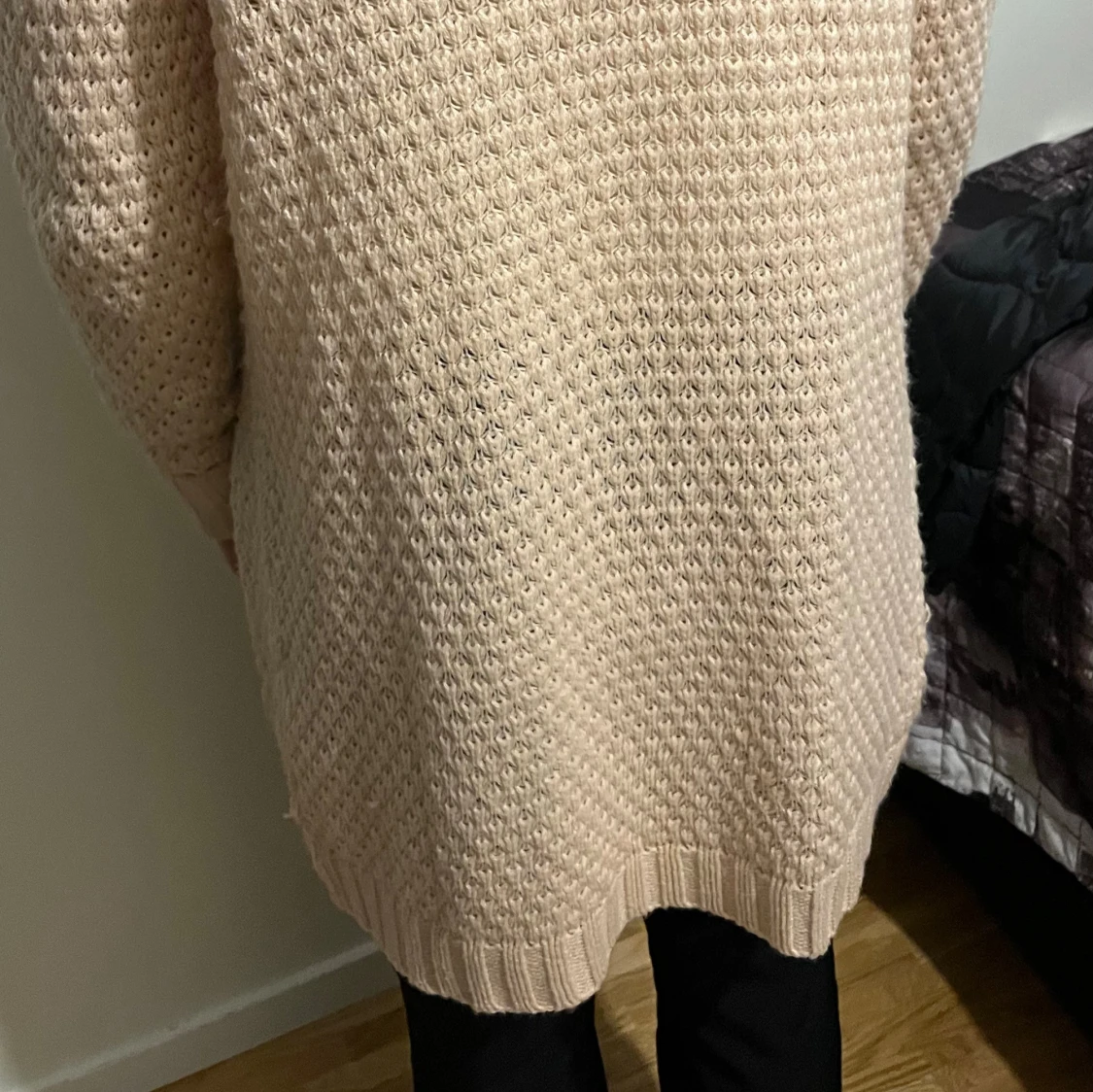 Ljusrosa stickad kofta med fickor - 2