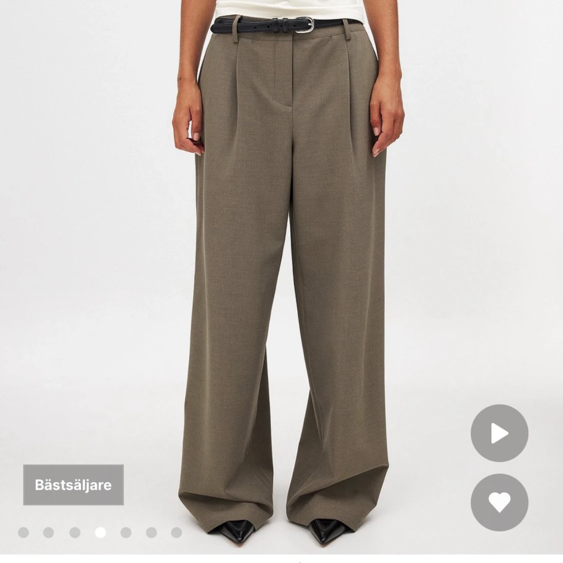 Wide kostymbyxor i beige