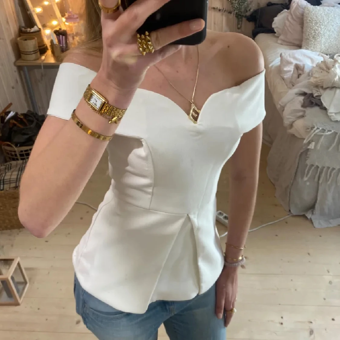 Vit offshoulder korsett topp - 1