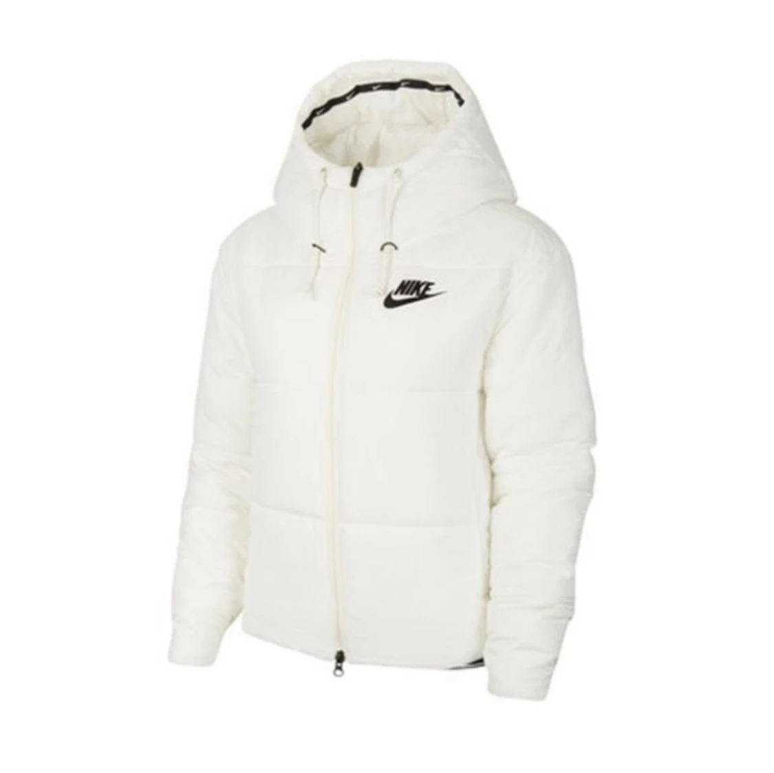 Vit pufferjacka från Nike med huva