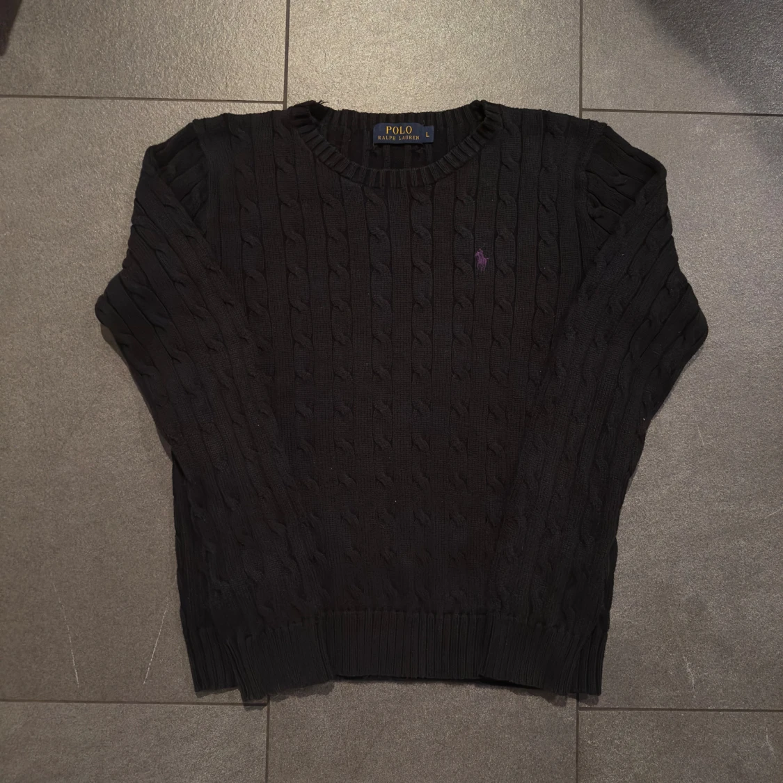 Svart kabelstickad tröja Polo Ralph Lauren - Dam L