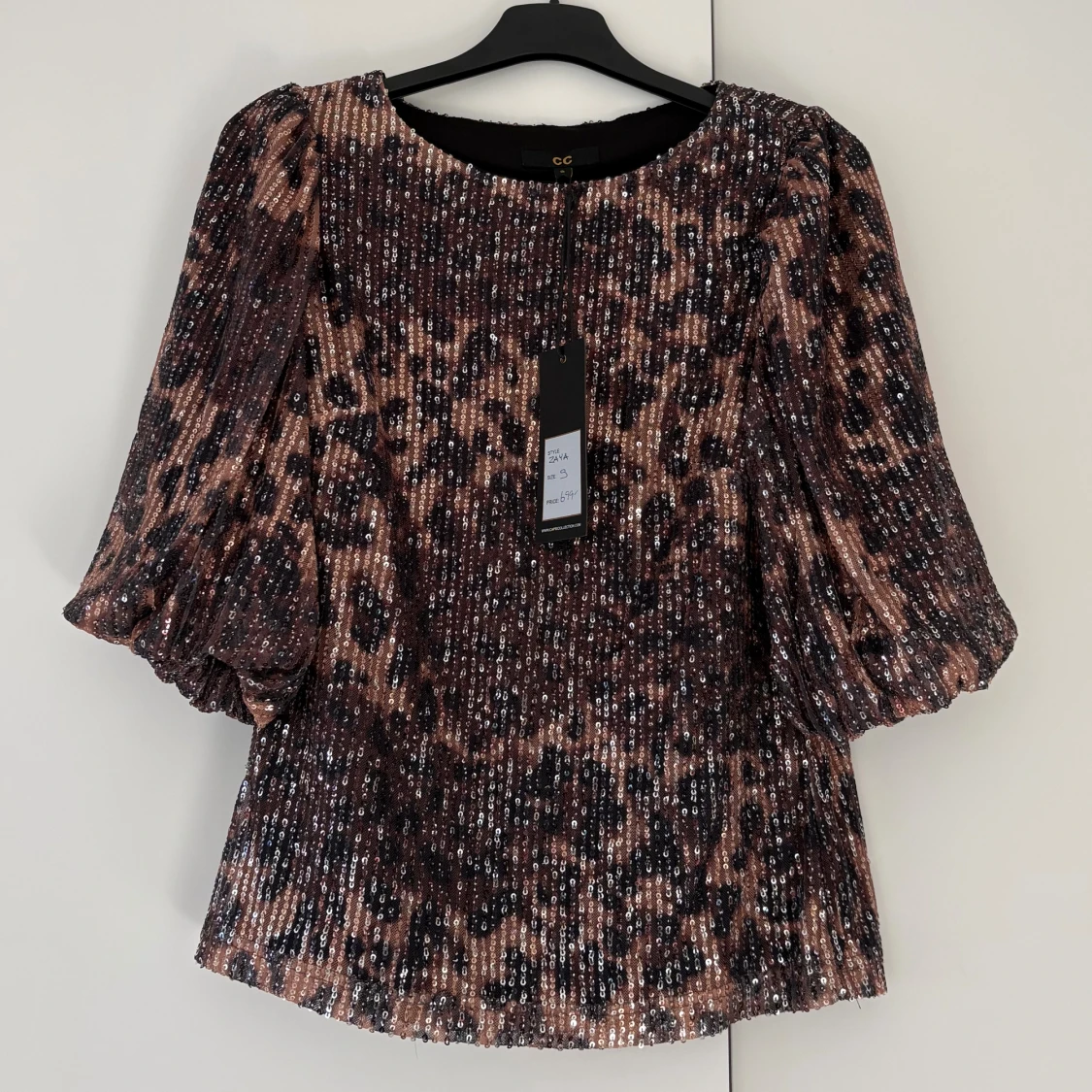 Paljett leopard topp
