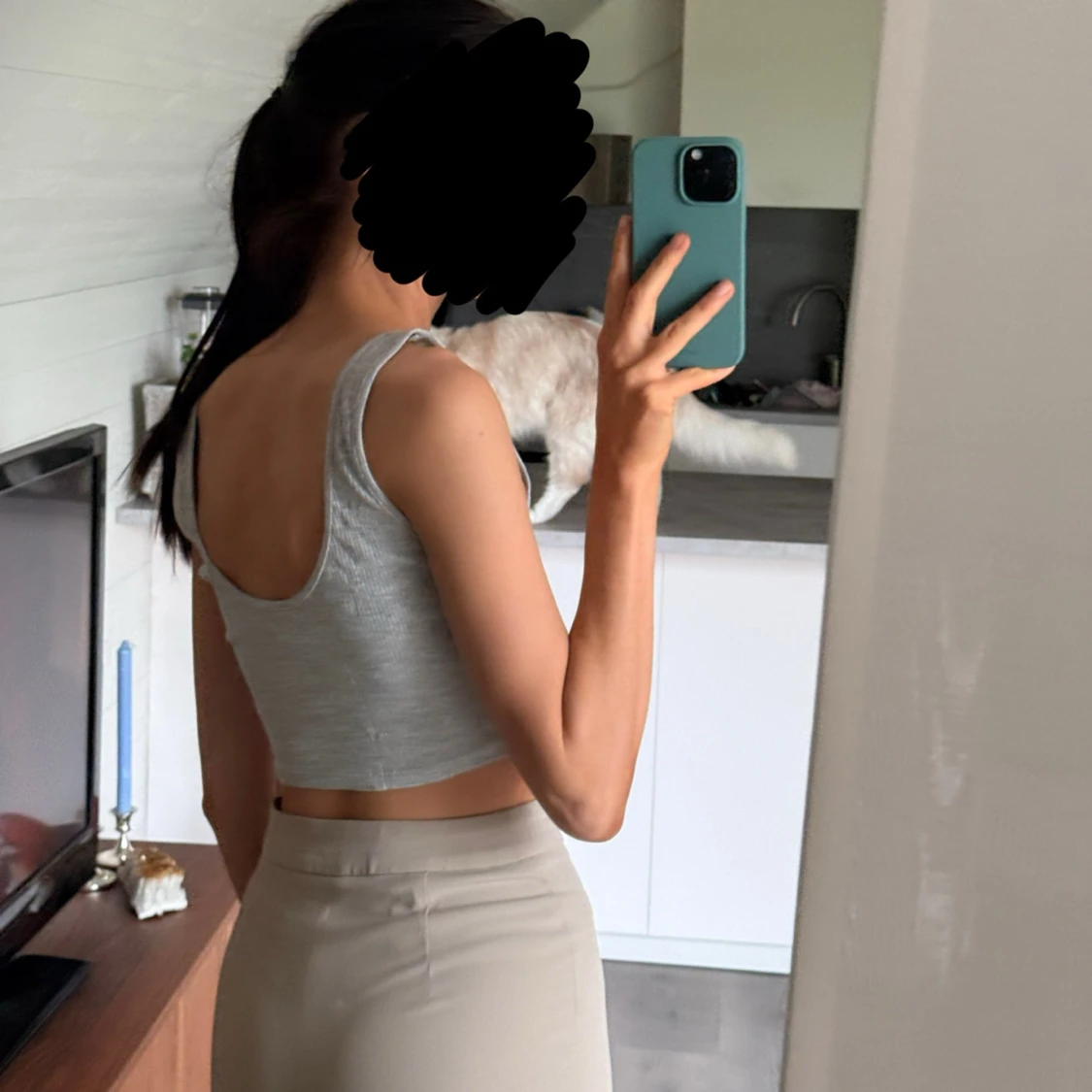 Grå crop top - 1