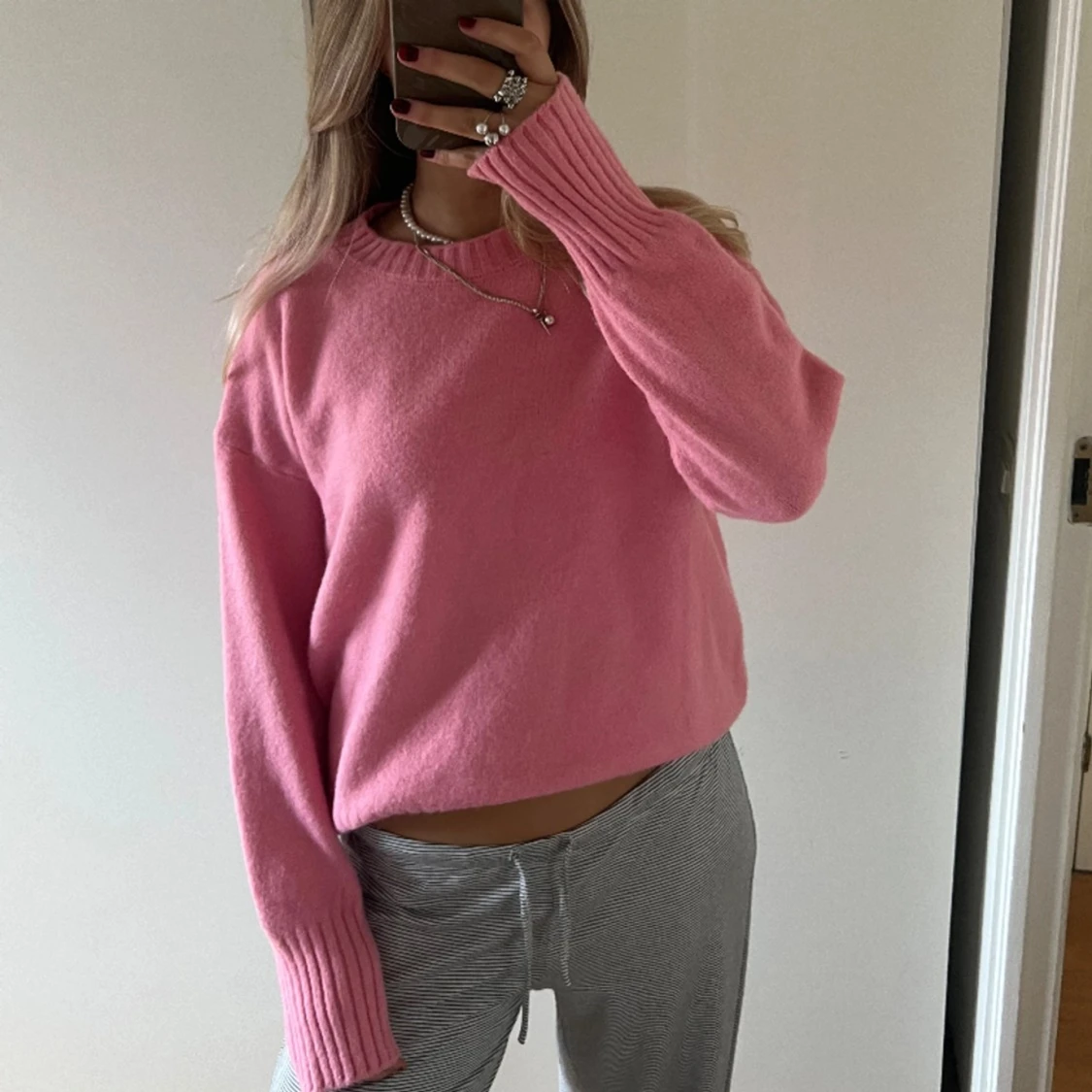 Rosa stickad tröja🎀🌸🌸 - 1