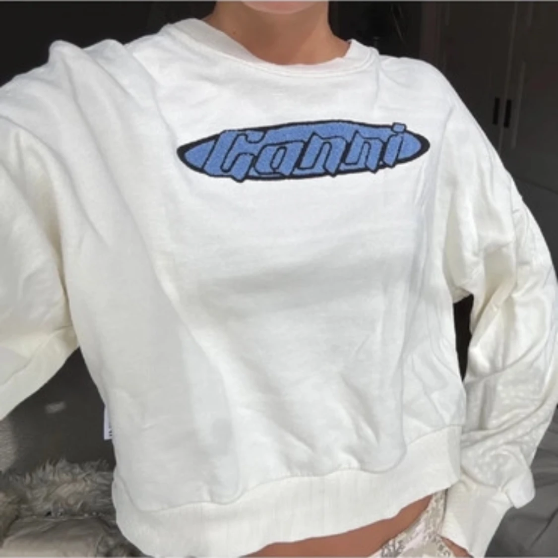 Vit sweatshirt från Ganni