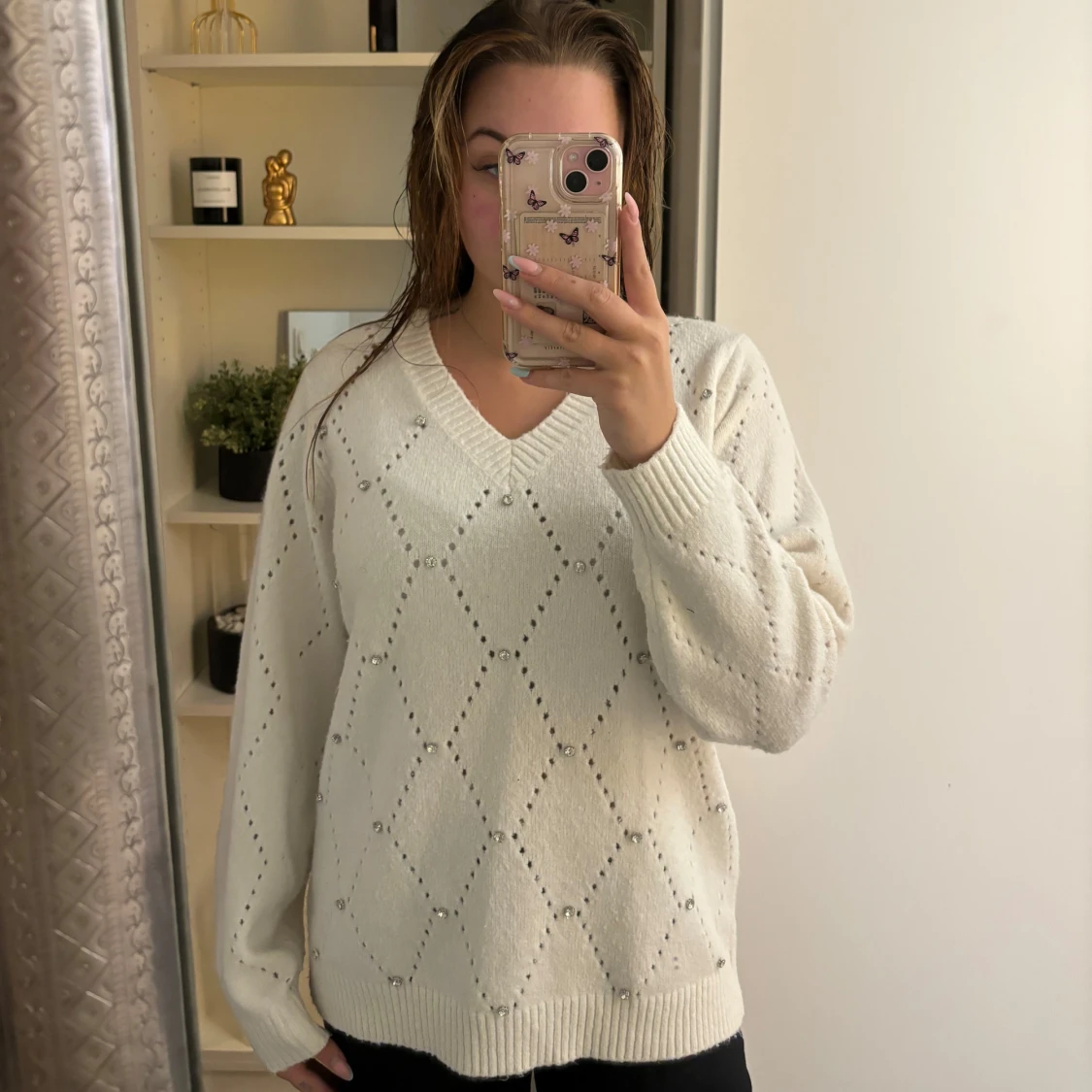 Stickad tröja med stenar - 90