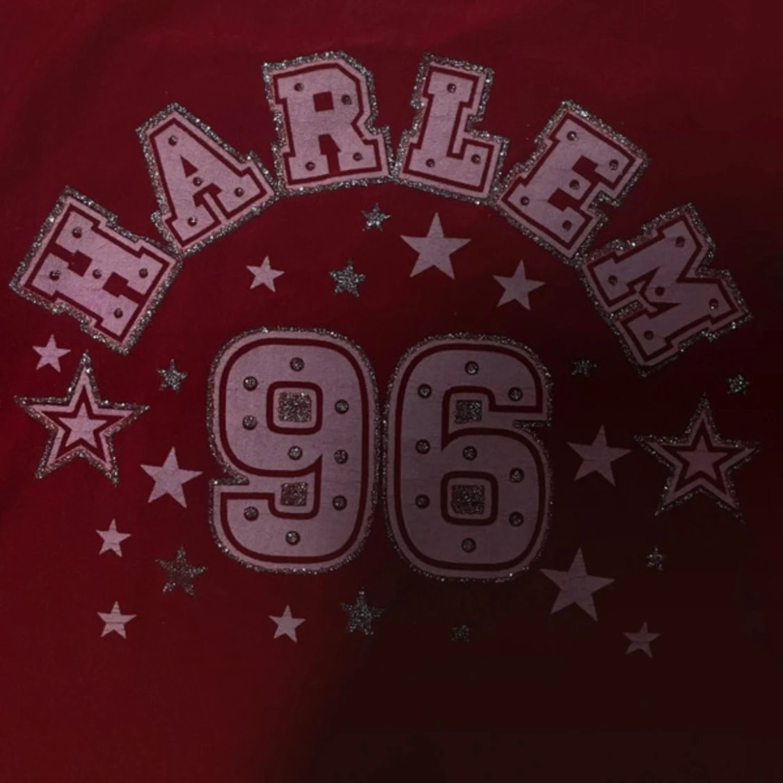 Vintage Burgundy/Röd Och Rosa Glitter Blus - 93