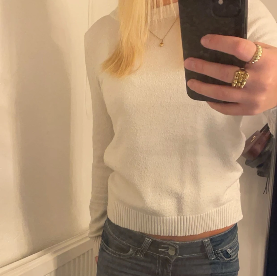 Vit stickad tröja  - 90