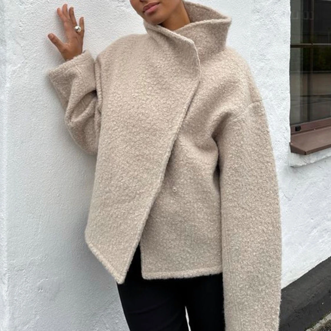 Jättefin beige kappa - 90