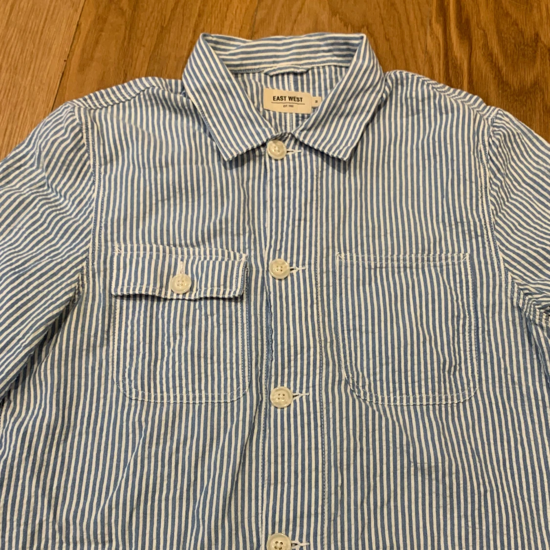 Overshirt east west blå-vitrandig - 92