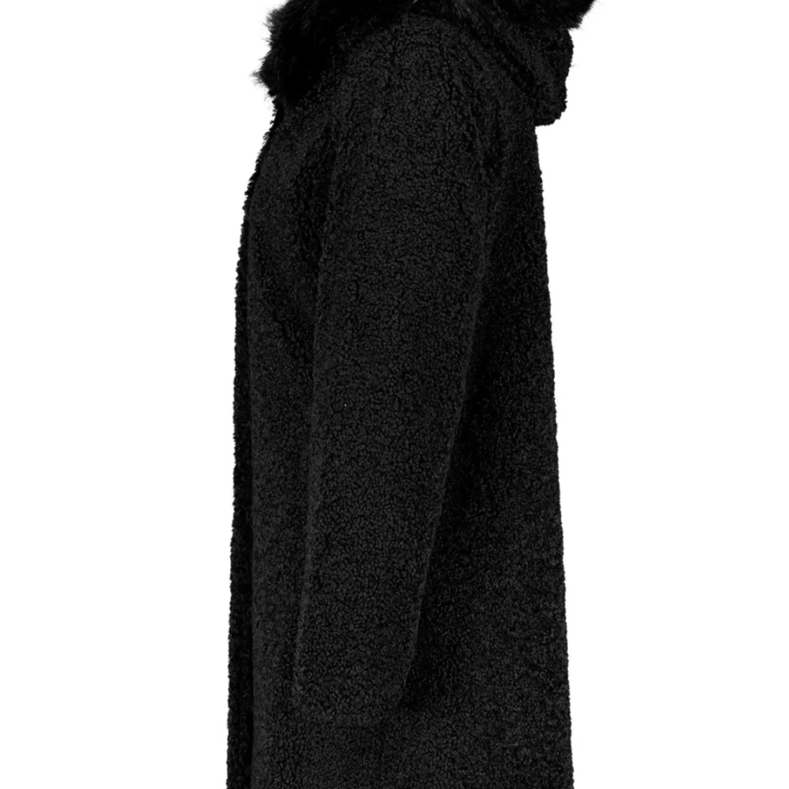 Svart teddyjacka med fuskpäls - 91