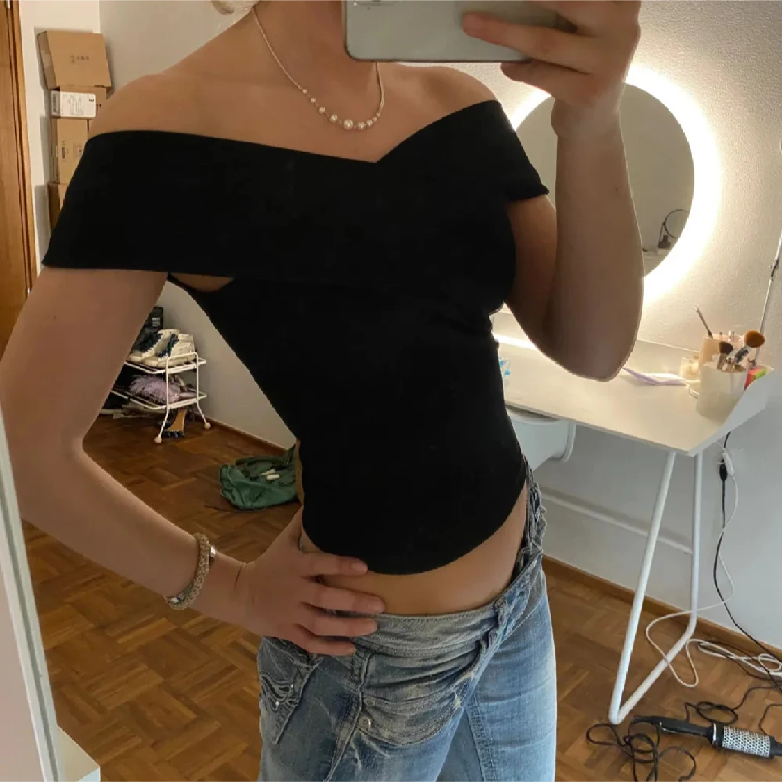 Svart offshoulder topp - 1