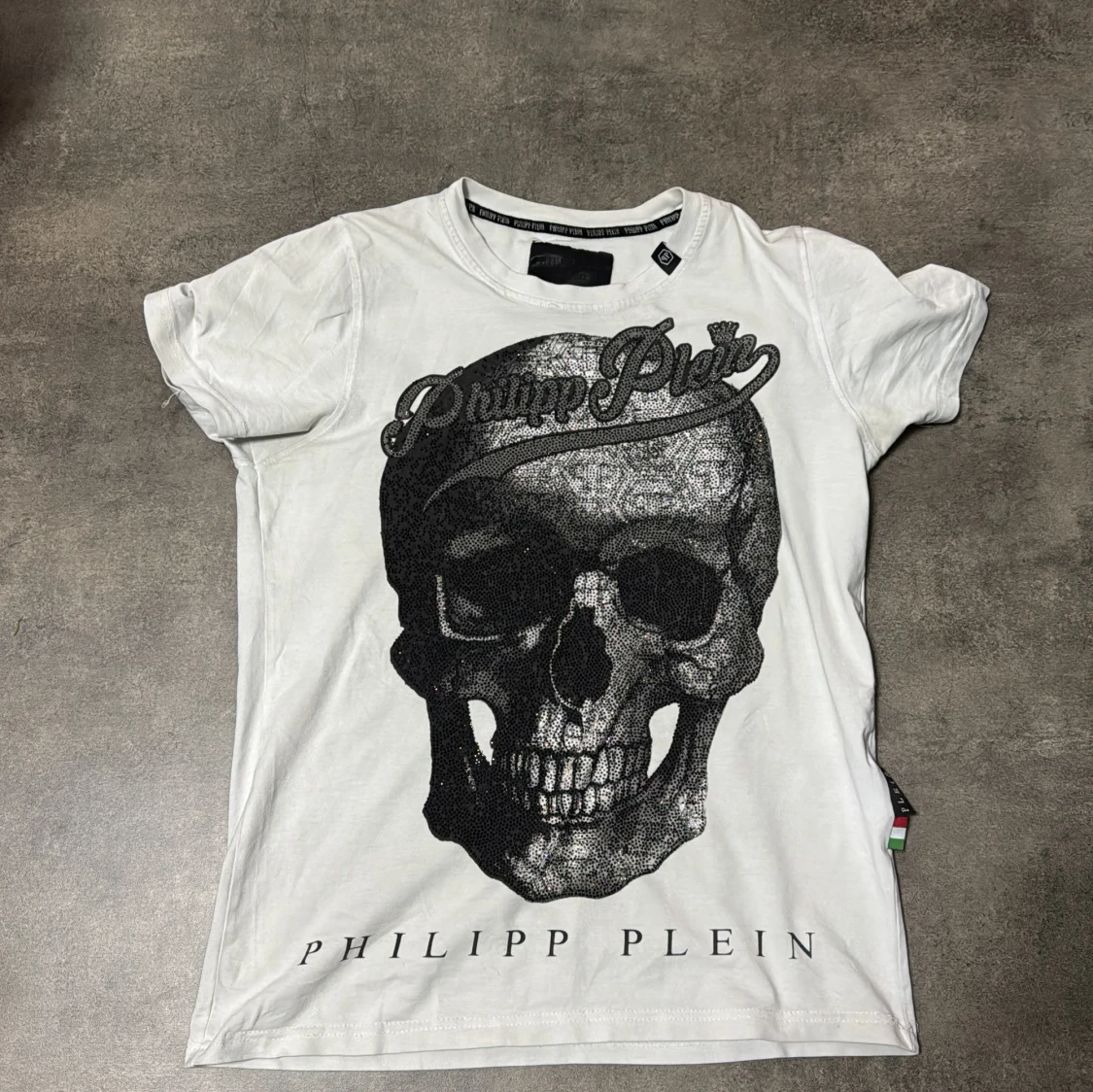 Vit t-shirt med dödskalle från Philipp Plein