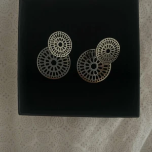 Silvriga örhängen från Edblad - Snygga silvriga örhängen från Edblad med ett unikt, cirkulärt mönster. Perfekta för att ge en stilren touch till din outfit. Kommer i originalförpackning. Använda fåtal gånger pris kan diskuteras!