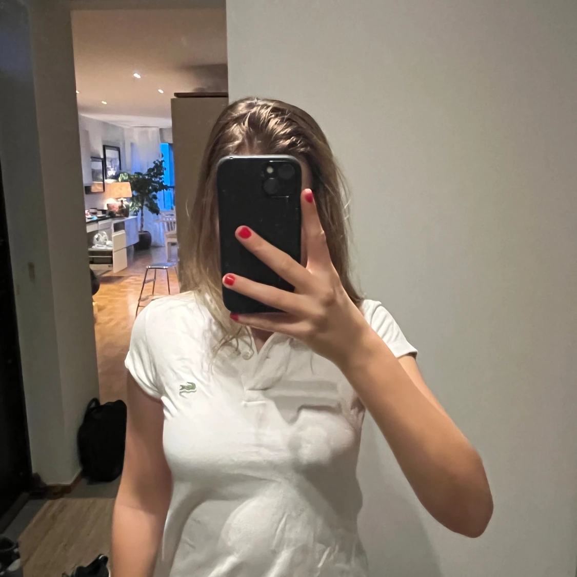 Vit kortärmad pikétröja från Lacoste - 90