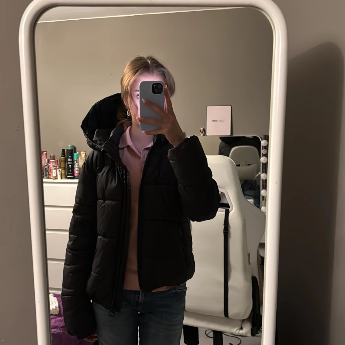 Y2k pufferjacka cropped baggy  - 90