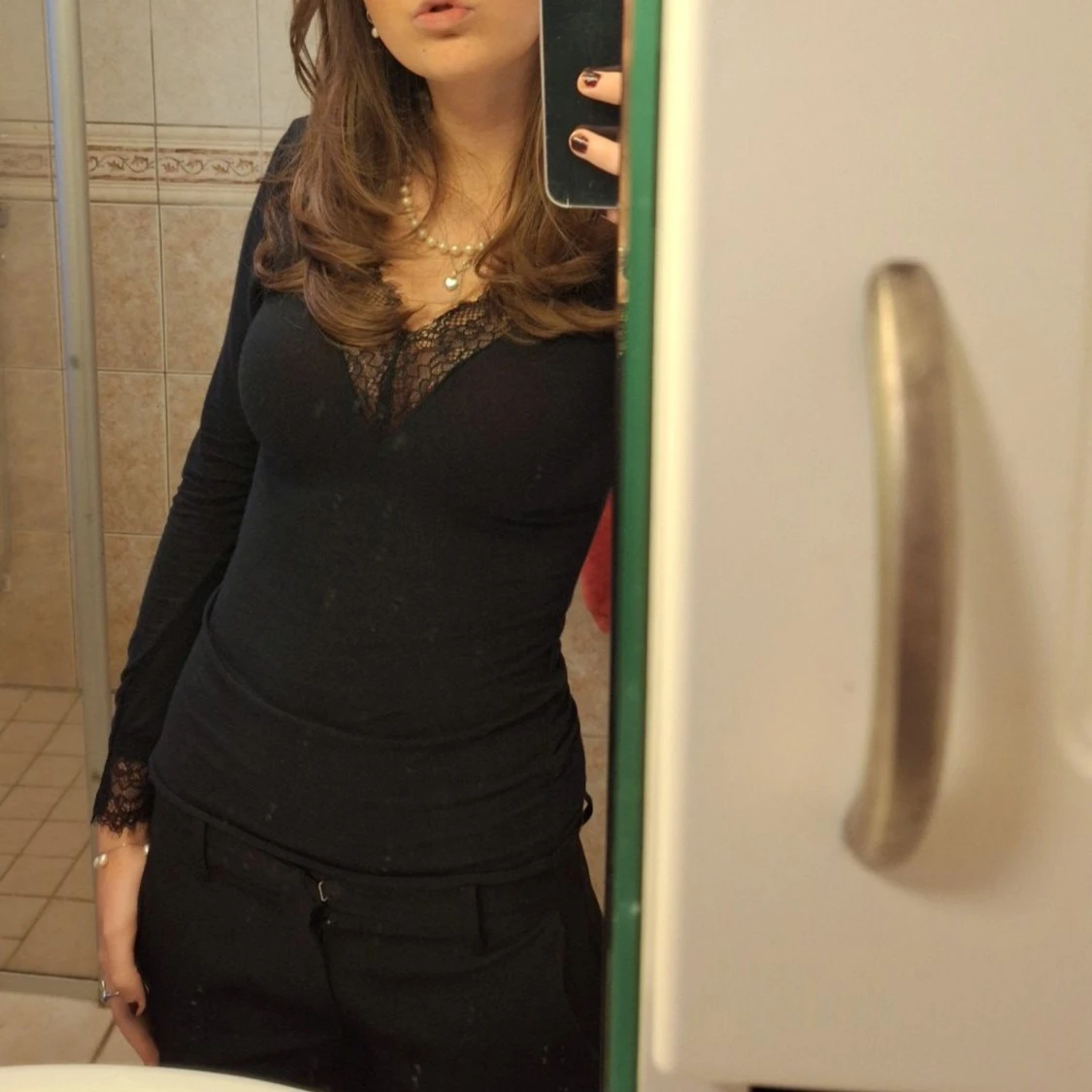 Ultralight lång blus i modalkashmir och spets från intimissimi  - 2