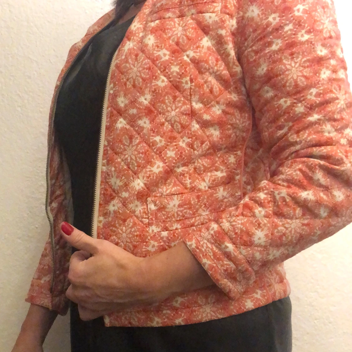 Orange mönstrad quiltad jacka - 92