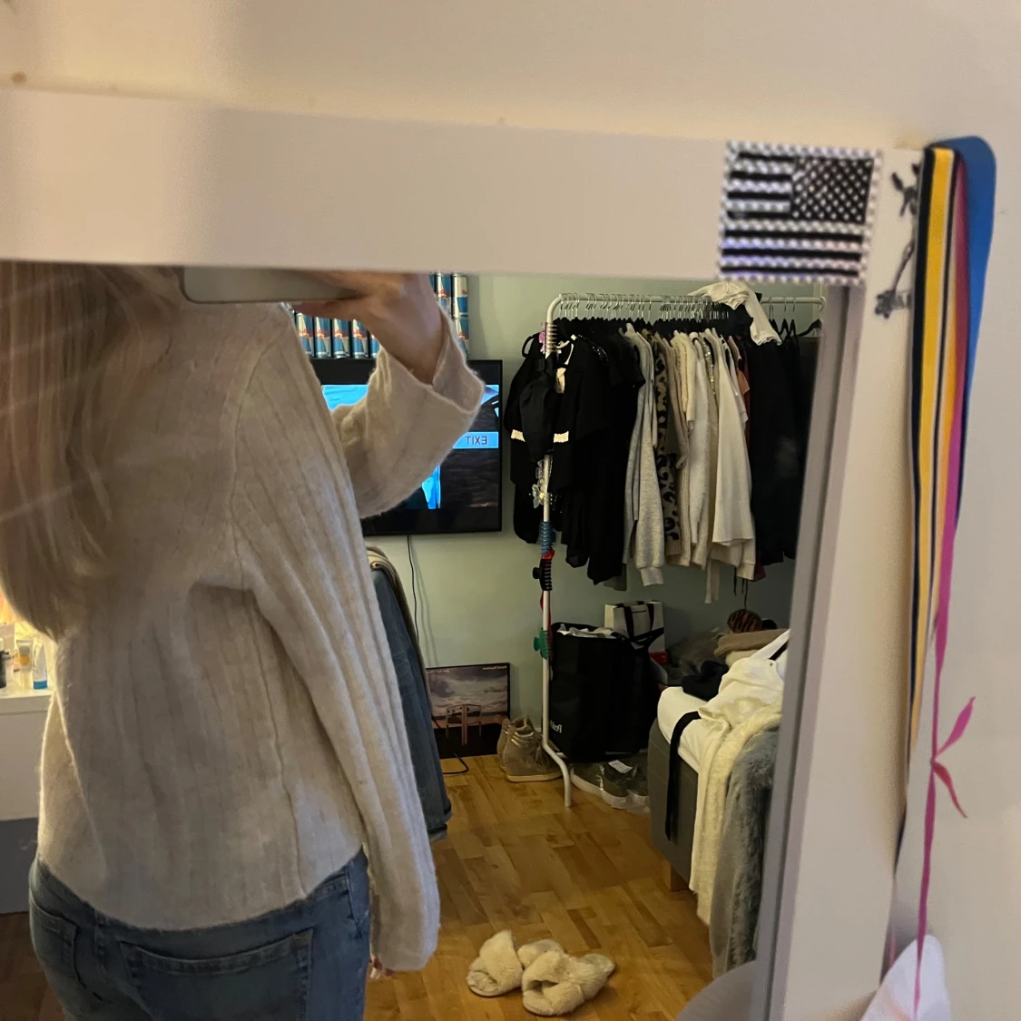 Beige stickad tröja - 90