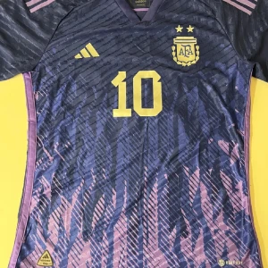 Argentina fotbollströja (Messi) - Säljer en blå och lila fotbollströja från Adidas med nummer 10 och namnet Messi på ryggen. Tröjan är i ny skick . Säljer den för att den inte passar mig.  Priset kan diskuteras vid snabb affär.