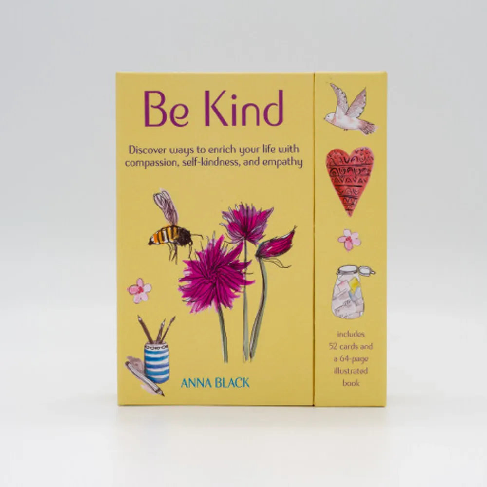 A 52-card and book boxed set to explore ways to be kind, both to others and to ourselves.  Mindfulness teacher Anna Black believes we can create new ways of thinking and behaving to cultivate a kinder attitude to ourselves and others. The 52 cards in this kit include ideas for acts of kindness towards others as well as suggestions for developing self-kindness. The accompanying guidebook explains the benefits of being kind, from greater happiness and fulfillment to improved relationships, as well as shows how adopting a mindful attitude to life can help us be kinder. When we uncover what kindness actually means to us physically, mentally, and emotionally, we can begin to let go of self-criticism, blame, and judgment and become warmer, more compassionate, and more generous. As we discover these traits, there is a wonderful ripple effect throughout our life, especially in our relationships with others and our day-to-day experiences.. Böcker.