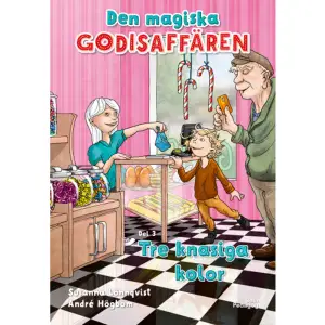 Melli tar ett djupt andetag.     – Får jag fråga en sak?     Gott-Frida tittar upp. Hon ser glad ut.     – Ja, det är klart! säger hon.     – Hur kan du så mycket om magi? frågar Melli. Den magiska godisaffären är en serie lättlästa kapitelböcker för barn mellan 6 och 9 år. Böckerna är både spännande och roliga, och givetvis innehåller de även en del magi. Tre knasiga kolor är den tredje boken i serien, där Melli får lära sig mer om hemligheterna bakom Gott-Fridas magi. Bokens läsbarhetsindex (lix) är 18. Susanna Lönnqvist är författare och barnbibliotekarie, med en uttalad målsättning att sprida läslust till alla barn. Hon skriver i flera olika genrer, både spänning, äventyr och humor. André Högbom är en kreativ mångsysslare och illustratör med en alldeles egen stil. Hans bilder är välgjorda, humoristiska och detaljrika.    Format Inbunden   Omfång 49 sidor   Språk Svenska   Förlag Beta Pedagog AB   Utgivningsdatum 2022-09-06   Medverkande André Högbom   ISBN 9789189697003  