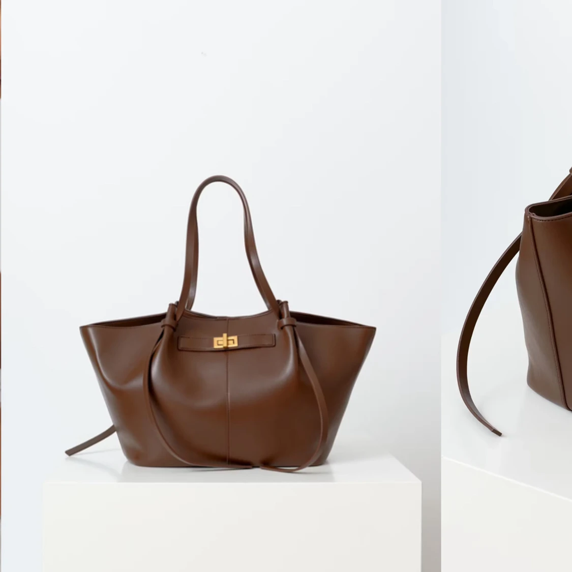 Brun axelväska i skinn - 90