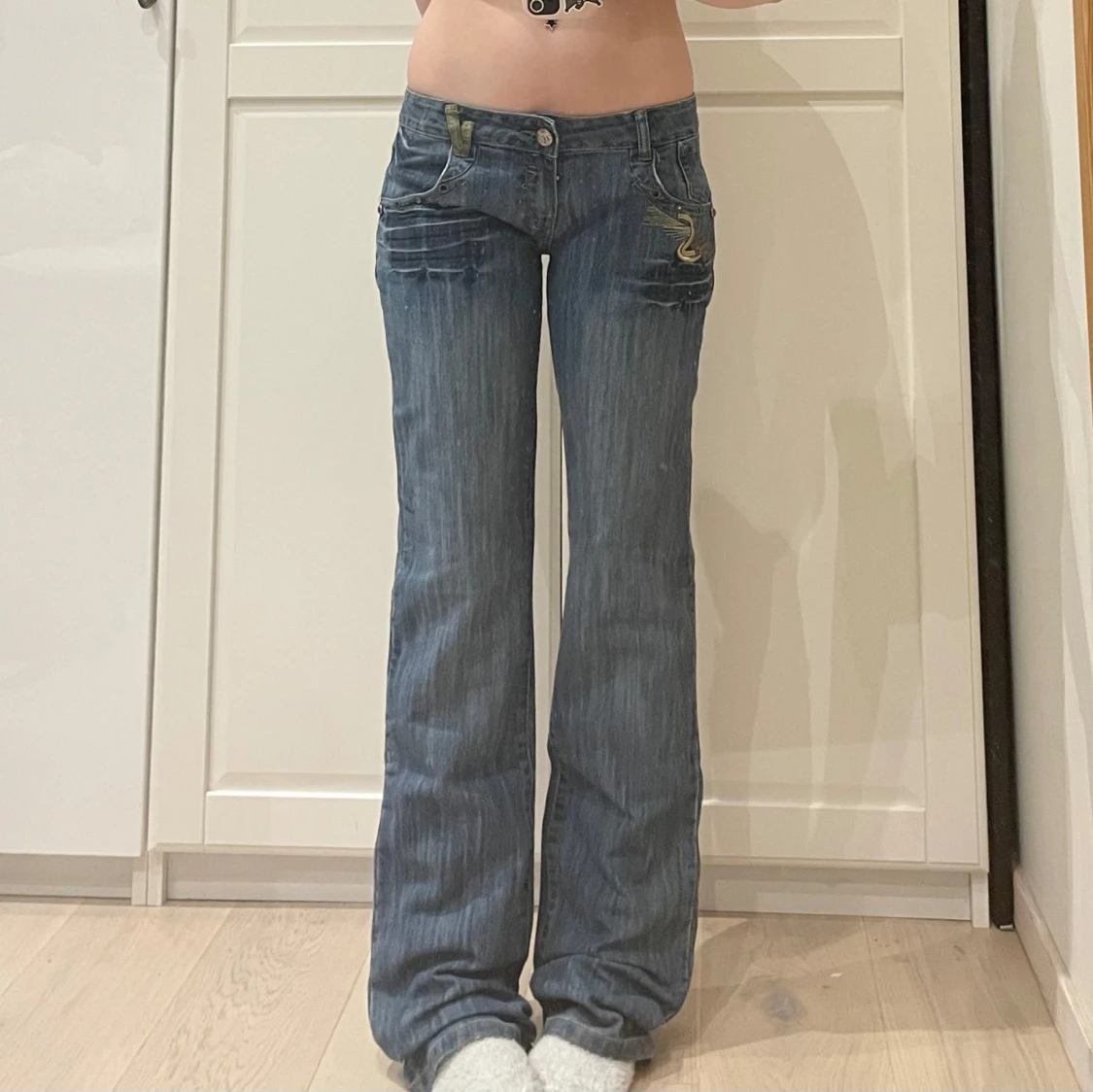Lågmidjade bootcut/slim jeans💕