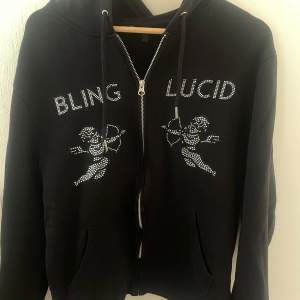 Säljer en svart hoodie zip hoodie från Bling Lucid. Den är i storlek L och har inga märken eller defekter. 