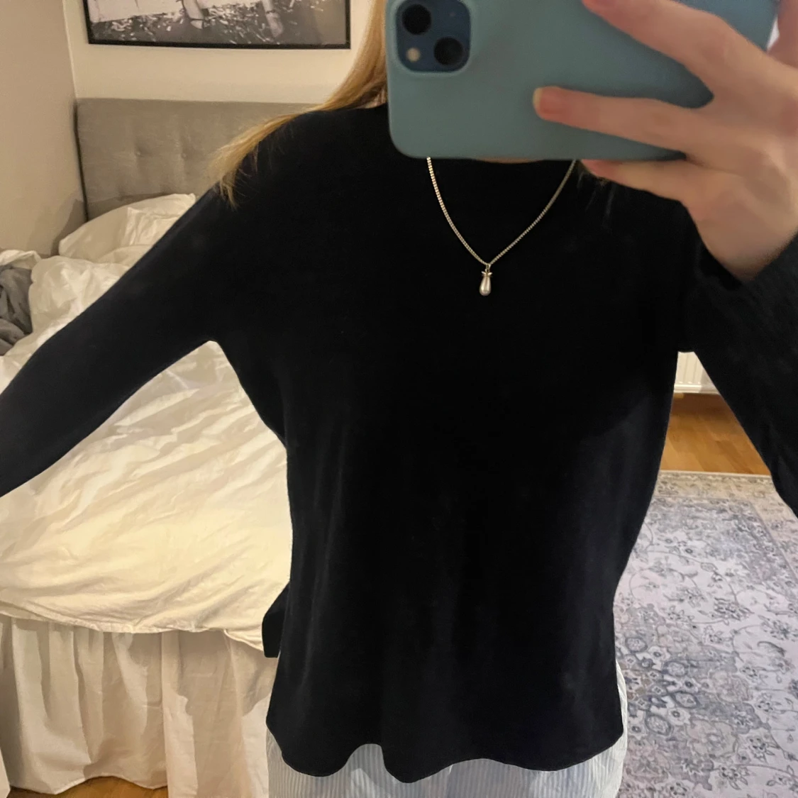 Marinblå Kashmir tröja   - 1