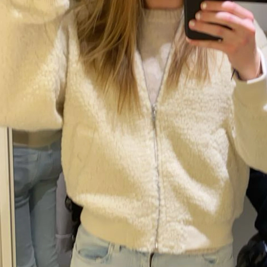 Beige teddyjacka från Lindex  - 90