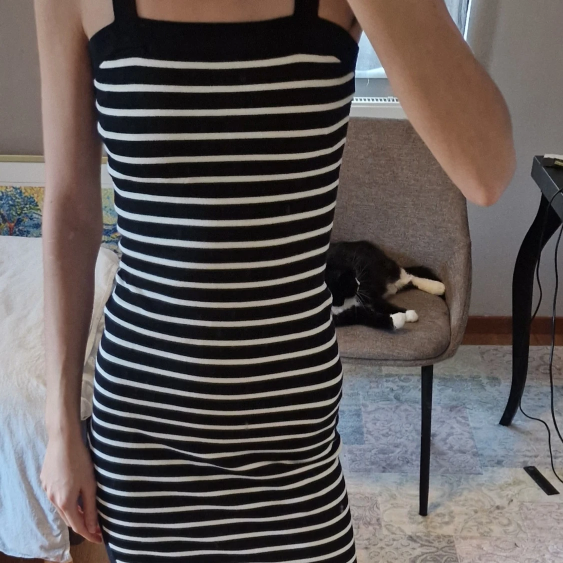 Svartvit randig klänning - 90