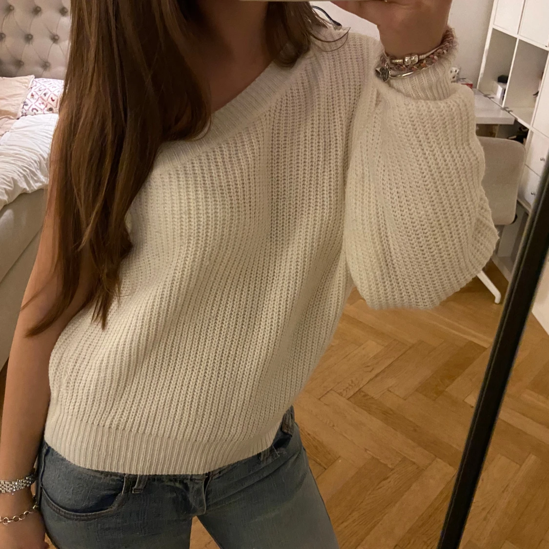 Vit stickad tröja - 91