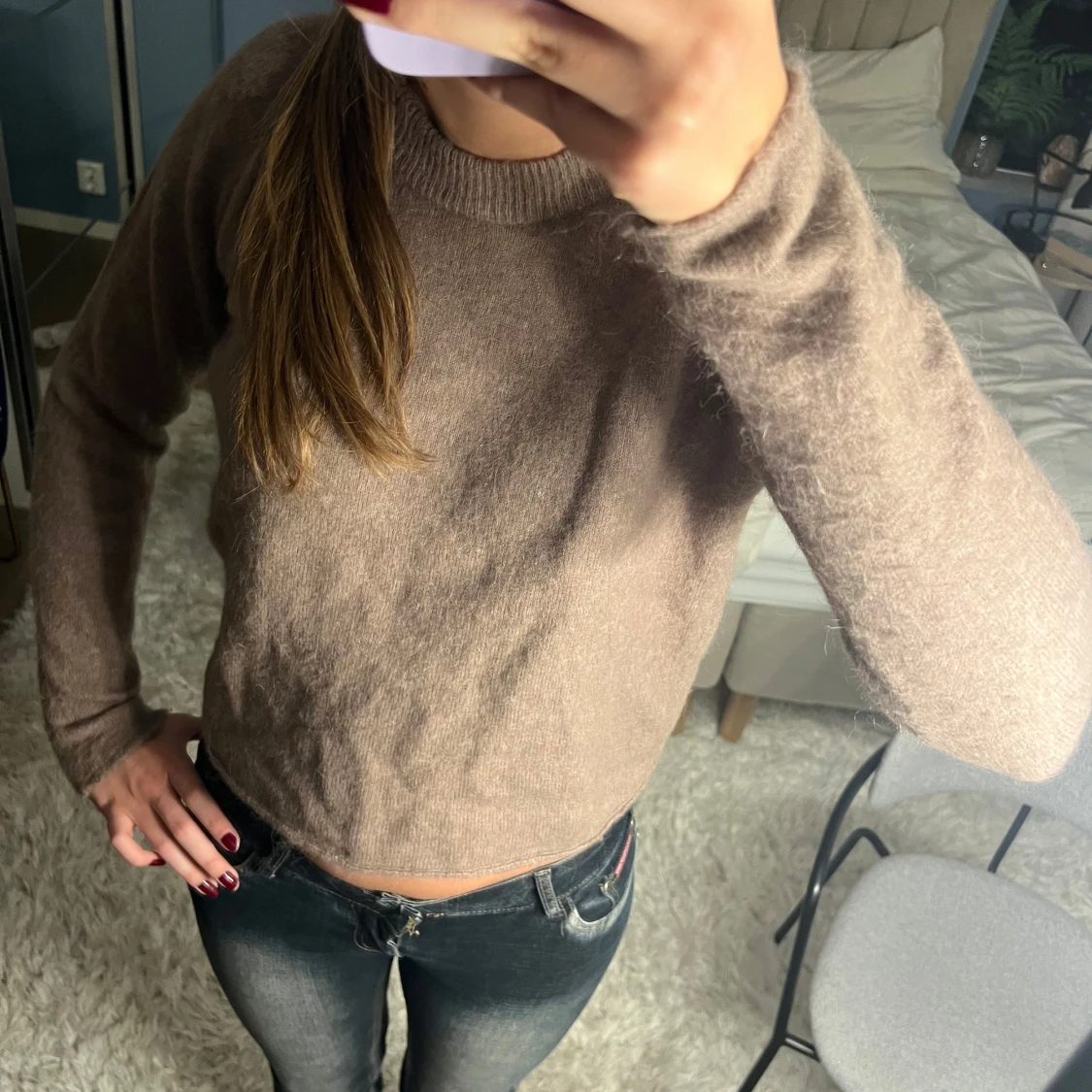 Beige stickad tröja