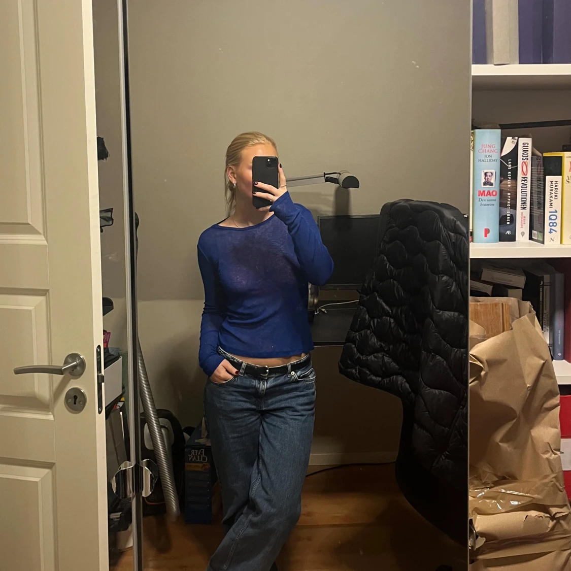 Blå meshtröja - 90