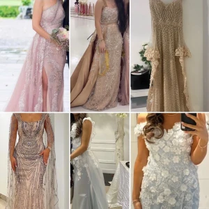 Elegant fest/bal/afton klänning  - Elegant rosa festklänning med vacker släp, ej avtagbar stolek 36, använt 1 gång för 1500kr  Guld-beige klänning med ej avtagbar släp, använt i få timmar stolek 34-36 för 1500kr  Pärl gammal rosa festklänning stolek 36 med ej avtagbar släp för 1500kr  Elegant festklänning med blå trasa, lite släpp stolek 36-38 för 2000kr. Priset kan diskuteras.  Blå festklänning med avtagbar släpp för 1500kr  Prisen kan diskuteras med snabb köp. 