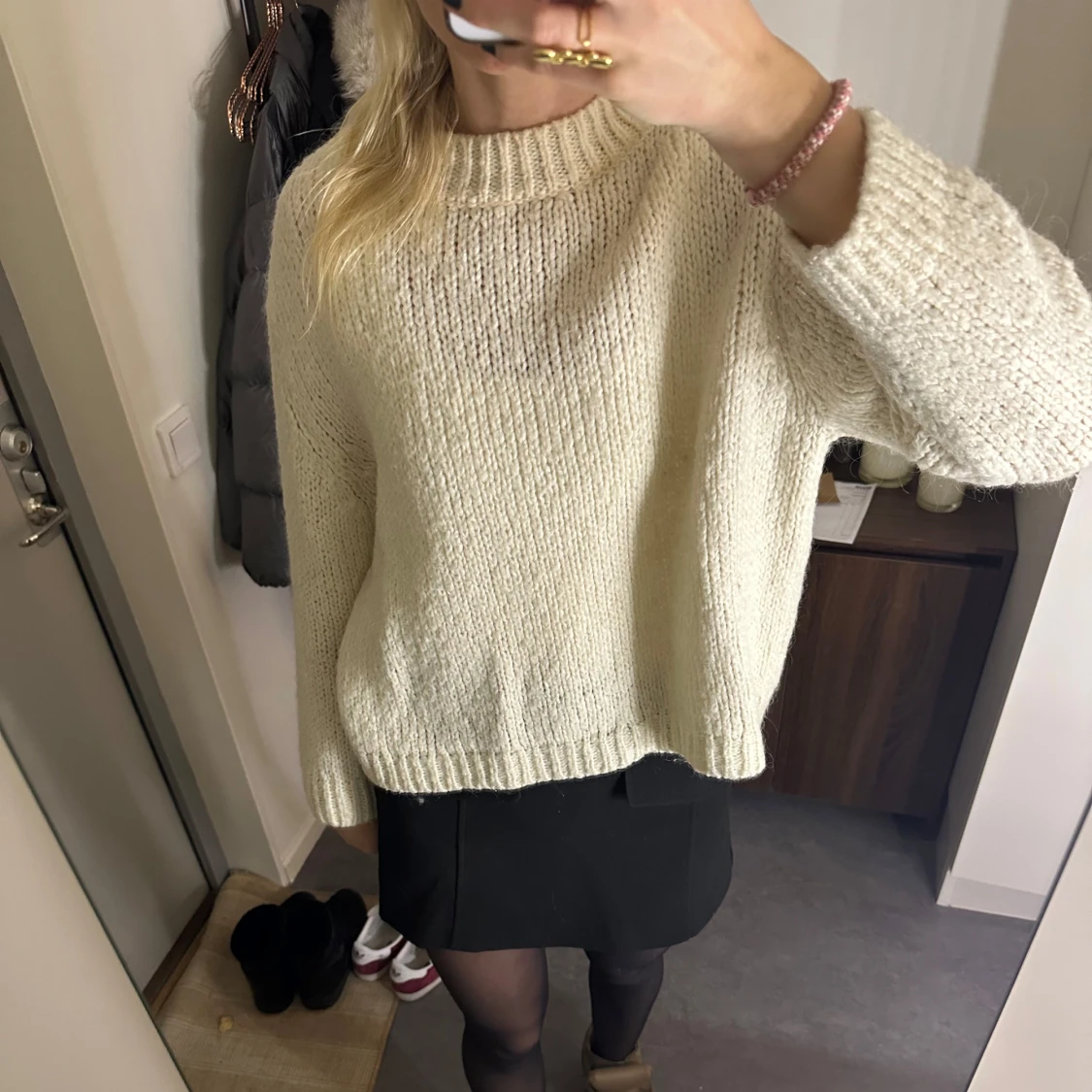 Vit stickad tröja - 90