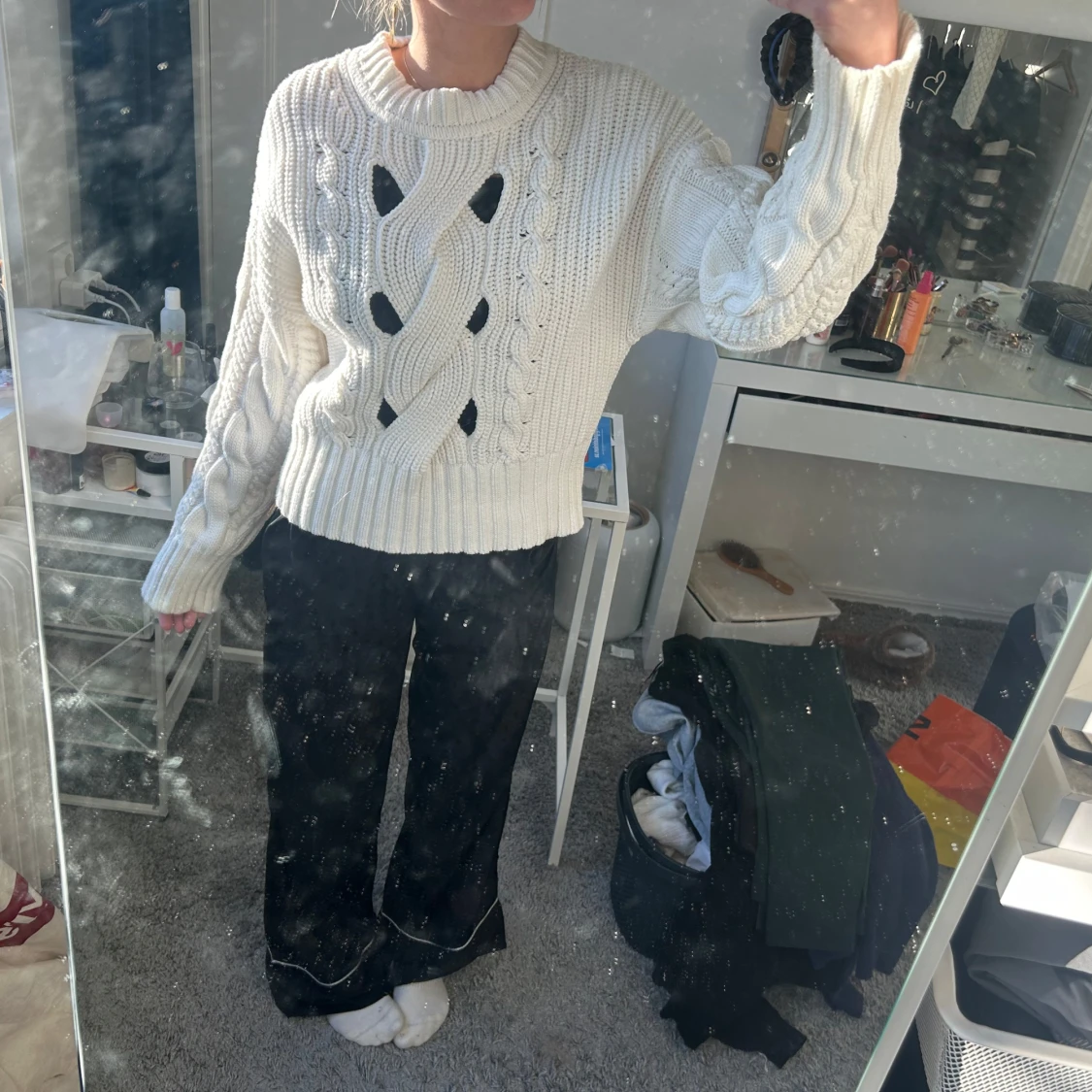 Vit stickad tröja från Tommy Hilfiger