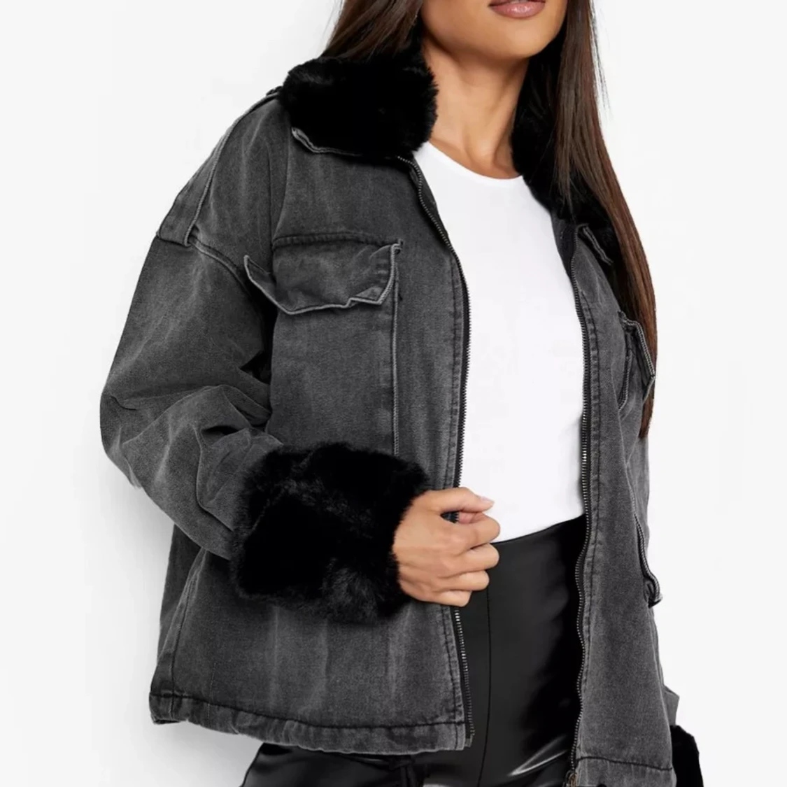 Jeansjacka med päls