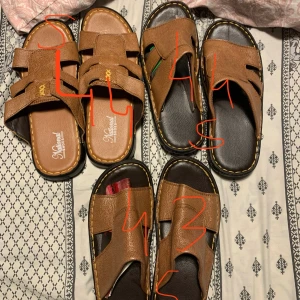 Bruna sandaler i skinn - Säljer ett par hel nya bruna sandaler i skinn med öppen tå och justerbara remmar. Perfekta för sommaren med en bekväm passform och stilren design. De har en robust sula som ger bra stöd och komfort. 400kr st