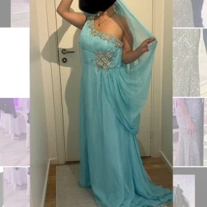 Festklänning  - Turkos blå fest kläning med mycket speciellt stenar glänser extra snyg , en speciell snygg kläning passar perfekt stora storlekar och döljer magen ser ut smala och snygga .Köpte från Södertälje en känd festklädbutik .ordinari pris 11,000kr 