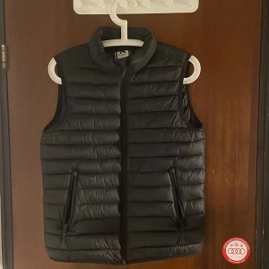 Svart dunväst från McKinley - Säljer en svart dunväst från McKinley i storlek 170. Västen har en dragkedja framtill och två praktiska fickor med dragkedjor. Perfekt för kyliga dagar och passar bra till både höst och vår. Den är i nyskick och redo för nya äventyr!