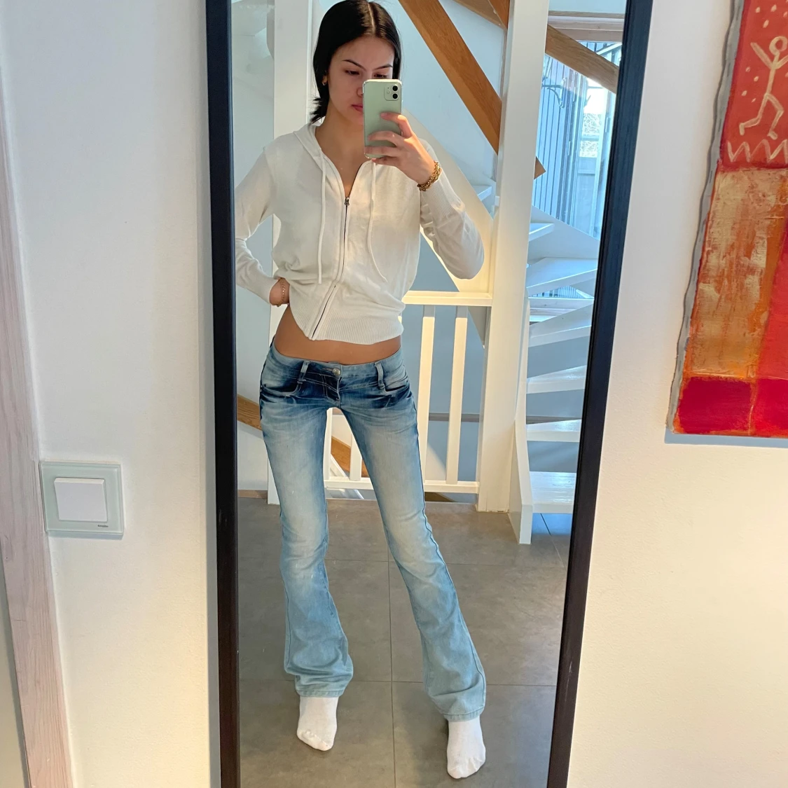 Ljusblå Lågmidjade jeans med bootcut - 2