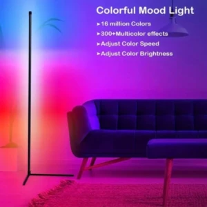 Leclstar LED Corner Floor lamp 160 cm - .Leclstar LED Corner Floor Lamp, Adjustable RGB Color & Brightness with Remote, USB Powered, Aluminum & Plastic, Multifunctional Mood Lighting for Living Room Bedroom Gaming - Modern Nordic Style, Floor Mount Fixture, Easy Install, 160.02 cm, perfect for Christmas gifts, holiday office, bedroom, hotel, party, restaurant decoration