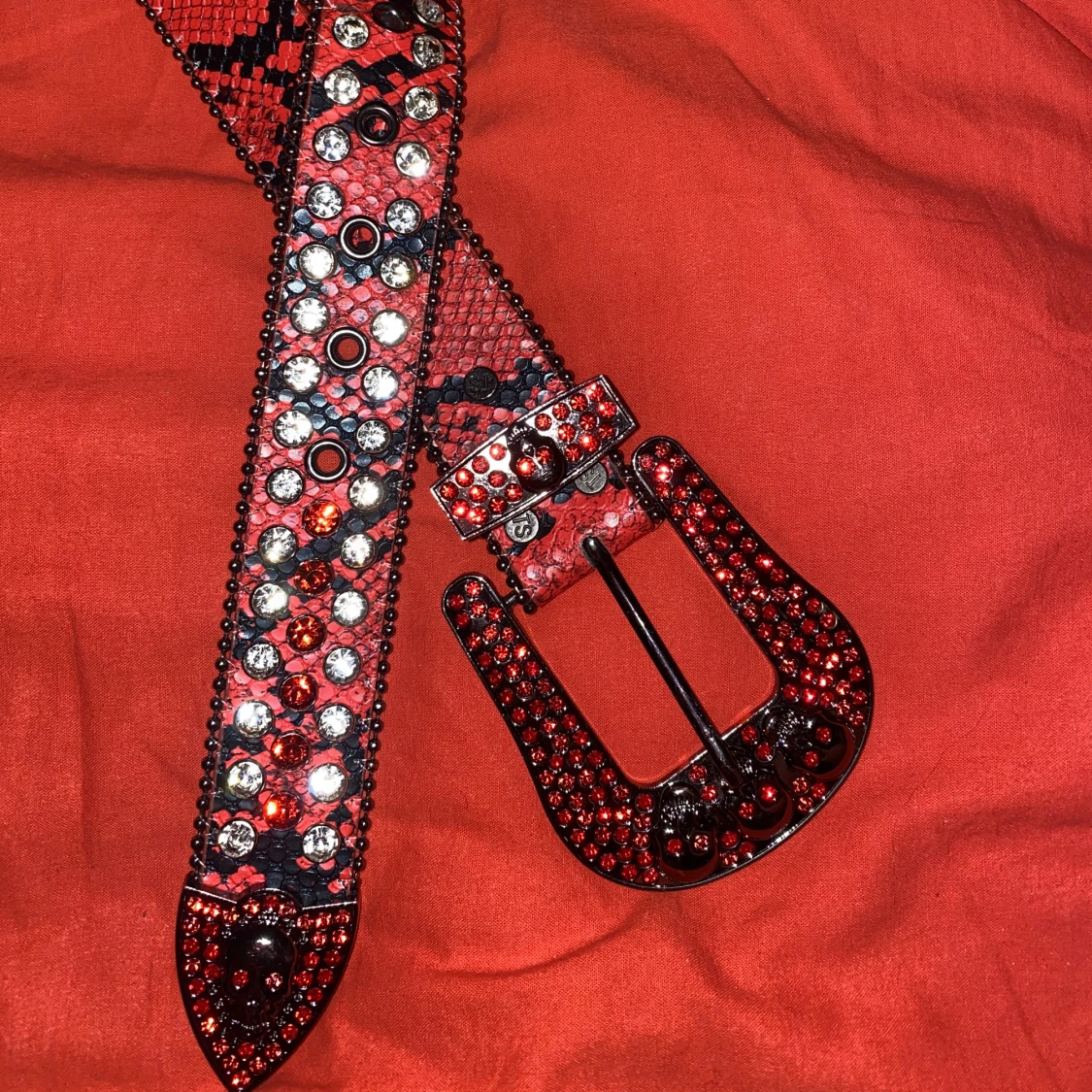Dödskalle rhinestones belt - 91
